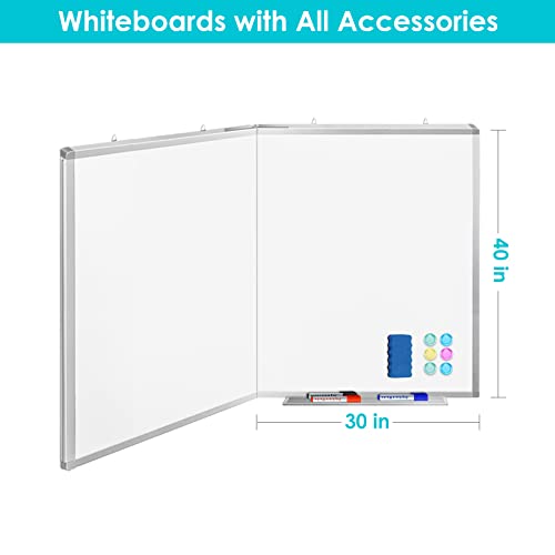 Large Magnetic Whiteboard, Maxtek 60 X 40 Magnetic Dry Erase Board Foldable With Marker Tray 1 Eraser 3 Markers And 6 Magnets | Wall-Mounted Aluminum Memo White Board For Office Home And School #TOP6