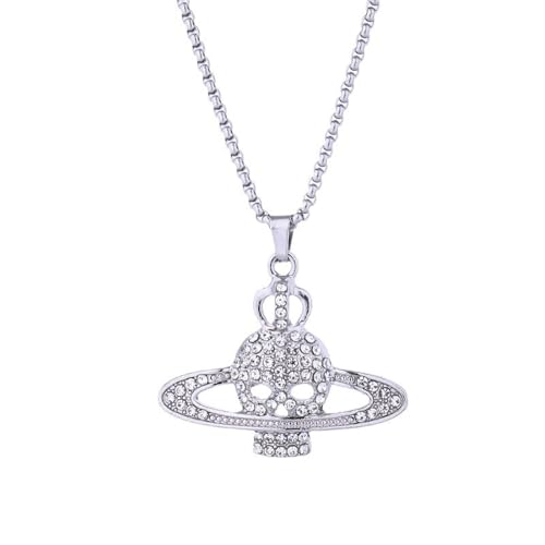 Hmsanase Affascinante Collana Uomo Donna Gioielli Ciondolo Pendente Necklace Scheletro di Saturno Osso Versatile Ciondolo Saturno Anello Collana
