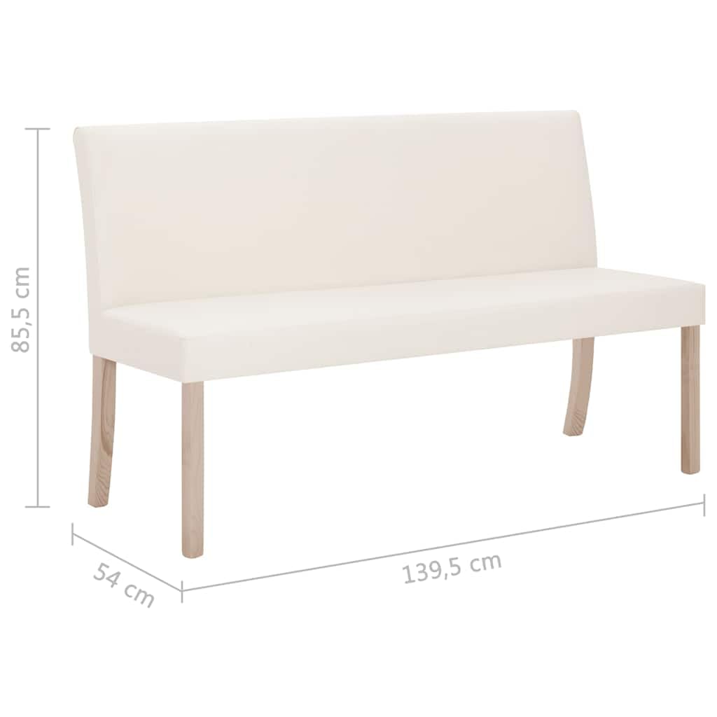 Banco 139,5 cm Piel Crema con Marco de Pino