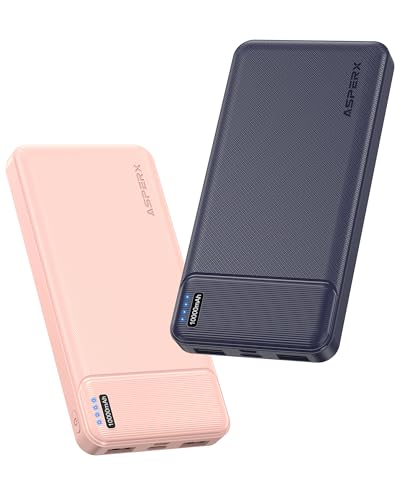 AsperX 2-Pack Power Bank Portable Charger Fast Charging 10000mAh, PowerBank USB C Input and Output, Battery Pack Compatible with iPhone, Samsung, Huawei, iPad, Tablets and More