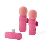 BOYA BY-V20 ピンマイク ワイヤレス Type-C Android用/iPhone15シリーズ用 2人同時に使用可能 ノイズ軽減 外付けマイク 9.5g軽量 コンパクト 50メートル安定受信 9時間連続駆動 Tik Tok、YouTube、生放送、vlog撮影、動画、インタビュー等に対応(ピンク色/送信機*2受信機*1)