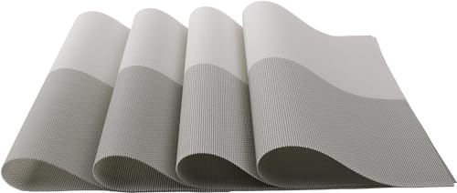 Image of Potency Table Mats Set of 6, Woven Placemats for Dining Table, Heat-Resistant, Stain-Resistant, Anti-Skid, Washable PVC Table Mats, Vinyl Placemats for Dining, Kitchen & Restaurant Table (K White)
