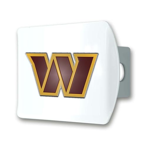 FANMATS 43427 NFL - Washington Commanders Color Hitch Cover - White with Metal Chrome 3D Logo Emblem – Easy Installation on Truck, SUV, Car - Ideal Gift for Die Hard NFL Fan