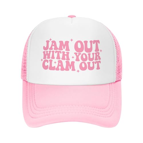 Jam Out with Your Clam Out Humorous Baseball CapUnisex Adult Party Graphic Trucker HatAdjustable Explicit Funny Headwear