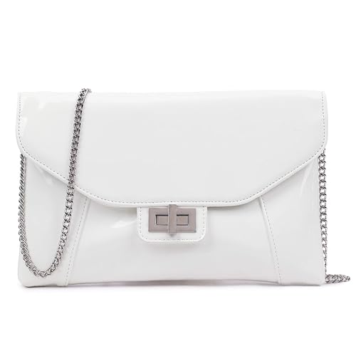 Sac à main en cuir verni chic style enveloppe au fini brillant haut de gamme pour soirée