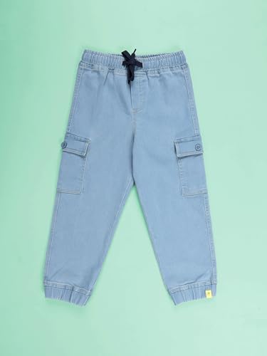 Image of KiddoPanti Boys Denim Cargo Jogger Pant