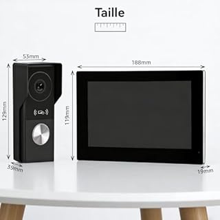 Honmidatek Visiophone Filaire Connecté à 2 Fils, Interphone Vidéo IP WiFi avec 7'' écran Tactile,1080P Sonnette Portier, APP Unlock à Distance,Détection de Mouvement,Lecture, Enregistrement