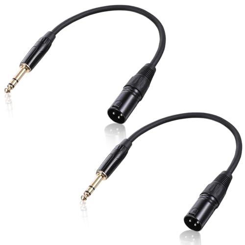 Skrfren 2 Pack XLR Male to 1/4' TRS Stereo Adapter Cable, 6.35mm Balanced Signal Interconnect...