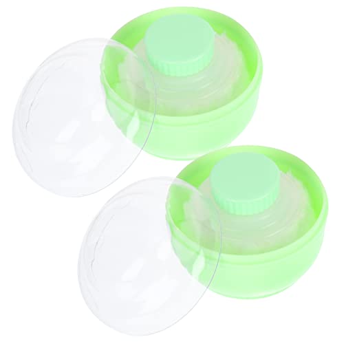 DEARMAMY Cajas para Polvos Corporales 2 Piezas Tamaño Pequeño Borlas para Maquillaje Aplicador Seguro para Bebés Uso en Casa y Viaje Color Verde