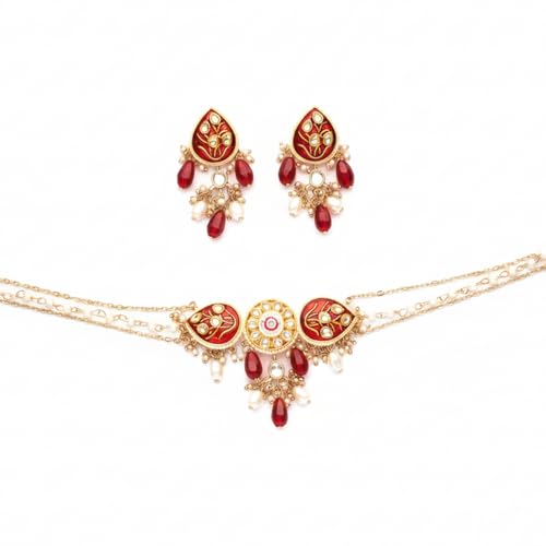 Image of SANJOYA BY EVERSTYLISH Nilachandrika Moonlight Of The Blue Sky Handmade Kundan Set With Necklace And Earrings Lightweight Jewelry For Women | Party, Festive, Wedding & Gifting
