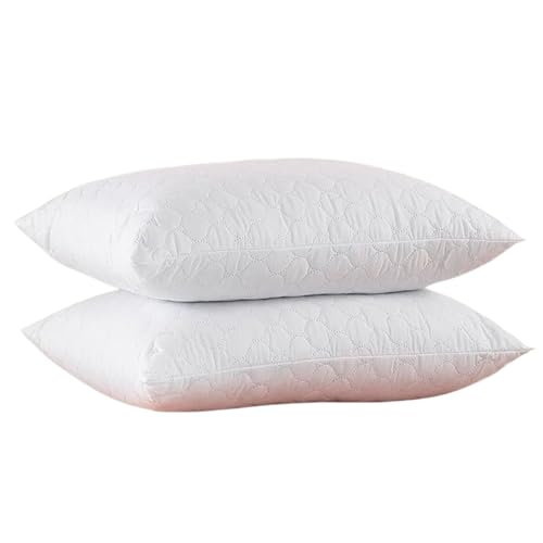 INSPIRE KING Quilted Pillows 2 Pack | Hotel Pillows with Ultrasonic Quilted Microfibre Cover, Hypoallergenic Hollow Fibre Fill | Soft & Firm Bed Pillows for Side, Back & Stomach Sleepers 50x75cm