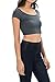 Auliné Collection Womens Trendy Solid Color Basic Scooped Neck and Back Crop Top Charcoal Large