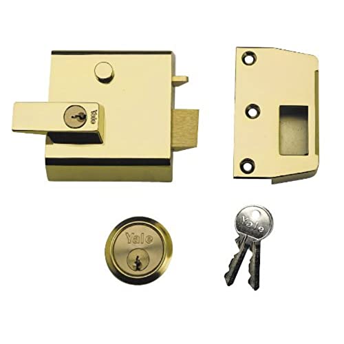 Yale P-1-BLX-PB-60 Double Locking Nightlatch, High Security can be Locked from Inside with Key 2, Brasslux, 60 mm