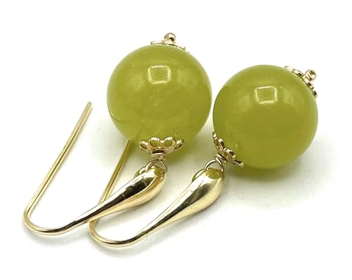 Boucles d'oreilles jade vert hypoallergéniques en vermeil contre les allergies