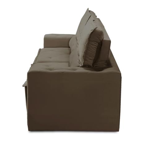 Sofá Retrátil e Reclinável 2 lugares com Molas 1,50m Livia Suede Marrom Adonai Estofados