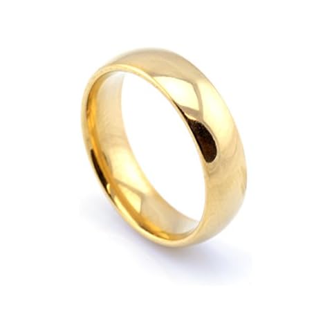 Vault 101 Limited 18k Gold Plated Men's Women's Stainless Steel Wedding Band Ring (6mm Wide - Size Q) Cover