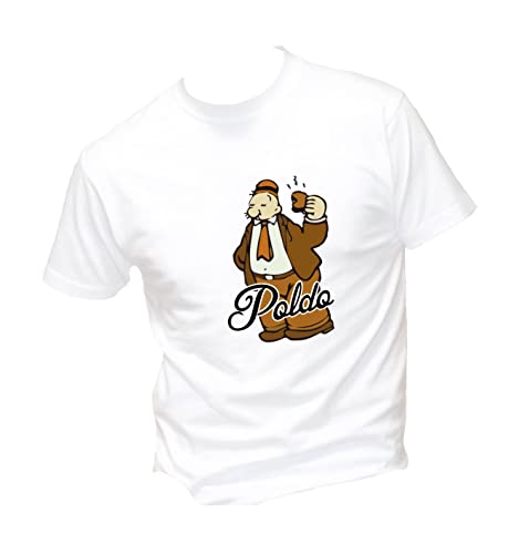  T-Shirt Uomo Cotone Basic Super vestibilità Top qualità - POLDO - Divertente Humor Made in Italy (Bianco, M)