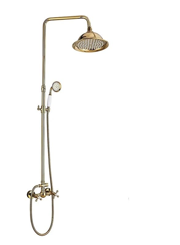 Ensemble de douche murale en chrome avec mitigeur double poignée et pommeau de douche 8 pouces
