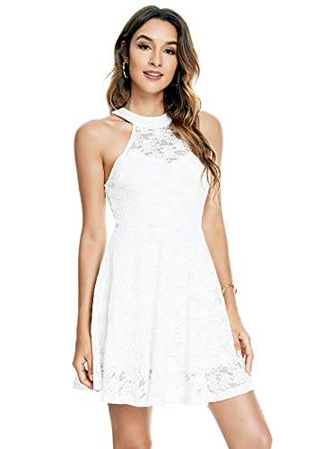 Image of Atnlewhi Womens Vintage Lace Floral Off Shoulder Elegant Swing Dresses A-line Mini Dress for Party Cocktail Wedding