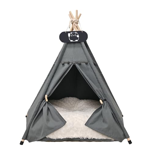 Whiwhi Tipi Zelt für Haustiere mit Doppelseitigem Kissen Hundezelt Abnehmbar und Waschbar Luxery Hundehöhle Katzenzelt und Haustierhäuser...