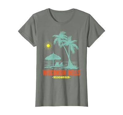 Wisconsin Dells Wisconsin Souvenirs Matching Family Trip T-Shirt, Women, Olive Heather, X-Large