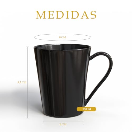 Jogo 6 Xícara Caneca Tulipa Lisa Porcelana Preto - Mundo Da Porcelana