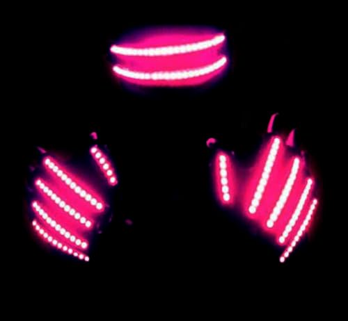 YUANYUYING Ensemble gants et lunettes LED - Gants et lunettes de fête lumineux, boîtes de nuit, raves, festivals, concerts, Halloween (Couleur rose)