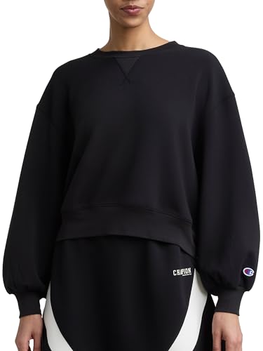 Image of Champion Women's Endzone Crewneck Sweatshirt, Loose Fit, Black, Large