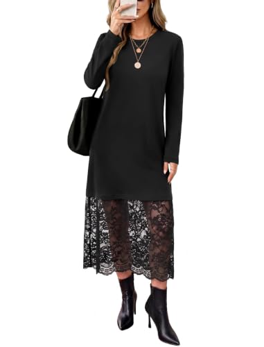 Long Sleeve Fall Dresses Midi Lace - image 2