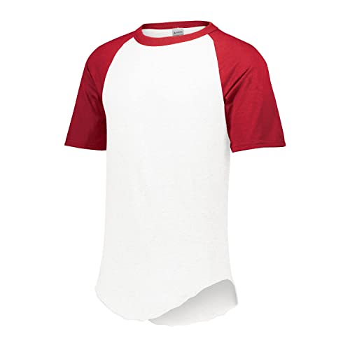 Augusta Sportswear Men's Large Short Sleeve Baseball Jersey, White/Red