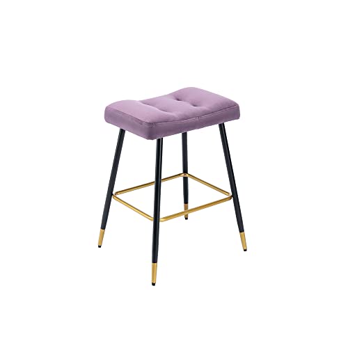 2 Pcs Counter Height Barstool,Height Bar Chairs Velvet Vintage Bar Stools Footrest Counter Height Dining Chairs (Purple) #TOP7
