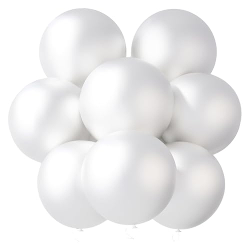LovesTown 18 Inch Pearl White Large Balloons, 15 PCS Pearl White Big Latex Balloon Giant Heavy Duty Balloons for Birthday Wedding Baby Shower Anniversary Festival Party Decorations by LovesTown - Used condition - US$7.19