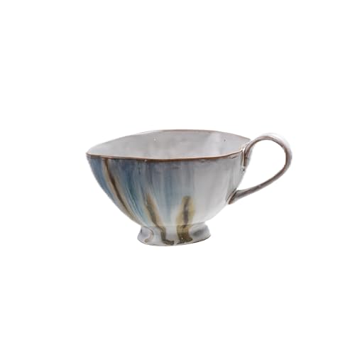 Creative Co-Op 4-Piece Stoneware Footed Mug with Reactive Glaze, Multicolor by Creative Co-op - Image 2