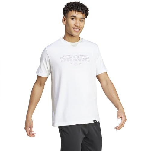 Adidas Herren TECH LINEAR Graphic Tee, White, S Tall – Ansicht 5
