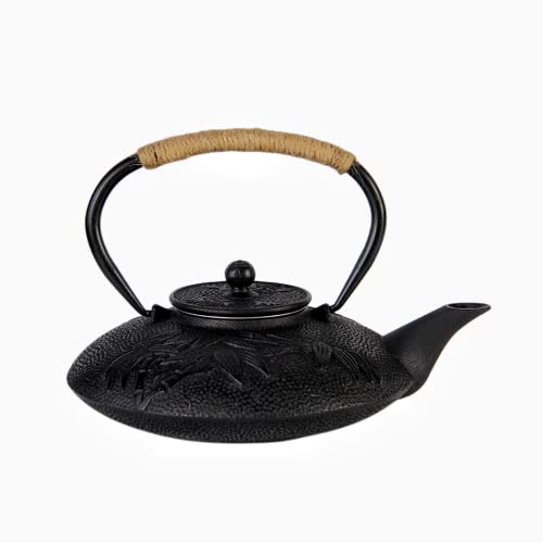 Yomixo 鉄瓶 南部鉄器 やかん ih 対応 直火可 南部鉄瓶 セット やかん 鉄びん 鉄器 鋳物 おしゃれ 茶道道具 鉄分補給 日本製 伝統工芸品 (H 800ML)