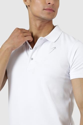 Image of FUAARK Men Slim Fit Pique Aura Polo Tshirt with Short Sleeves & Reflective Chest Logo -