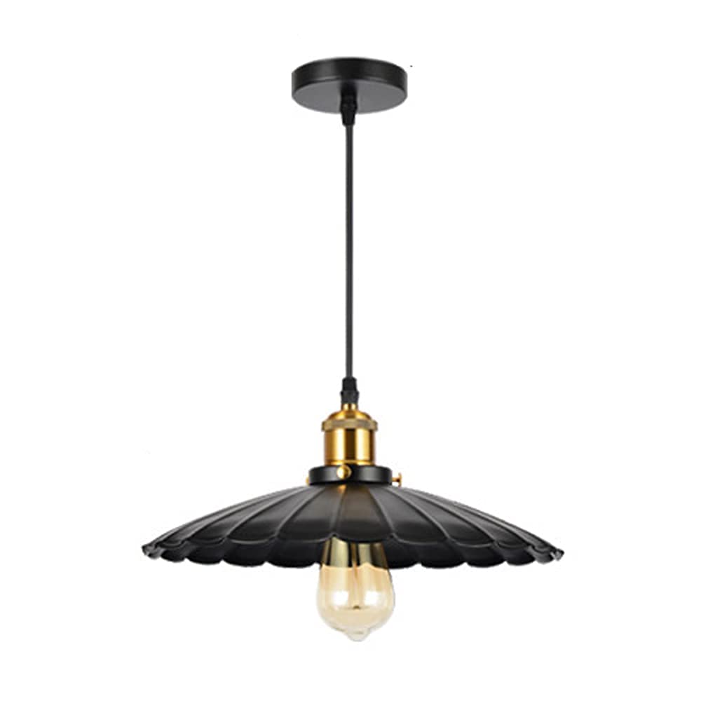Pendentif lumière noir en fer traité lustre plissé haut de gamme pour décoration maison