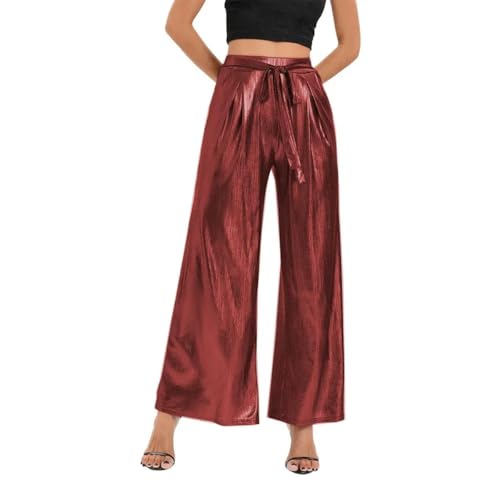 Pantalon évasé à lacets femme taille haute chic longueur cheville tendance