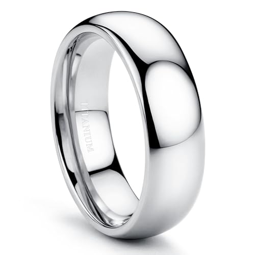 Jstyle 6mm Titanium Wedding Band Rings for Men Women Silver Plated Domed High Polish Stackable Rings Engagement Statement Promise Wedding Band Ring Comfort Fit 10 Not Tarnished