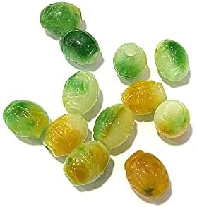 Fashewelry 10Pcs Natural Myanmar Jade Stone Large Hole Beads Engraving Carved Gemstone European Charms Bead Barrel Rondelle Shape Healing Chakra Gems Loose Spacers for Jewelry Making 4mm Hole