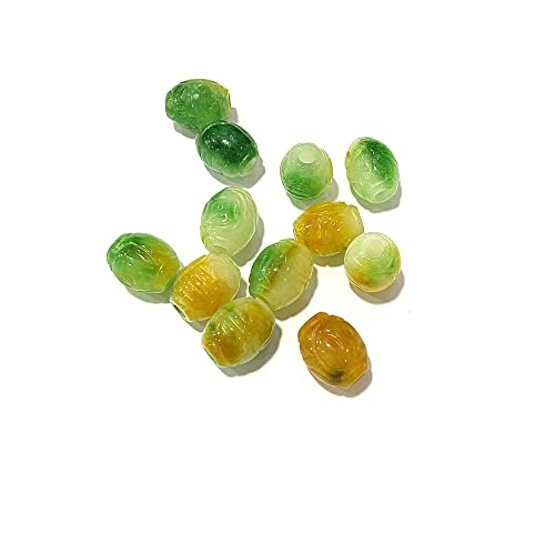 Fashewelry 10Pcs Natural Myanmar Jade Stone Large Hole Beads Engraving Carved Gemstone European Charms Bead Barrel Rondelle Shape Healing Chakra Gems Loose Spacers For Jewelry Making 4Mm Hole #TOP1