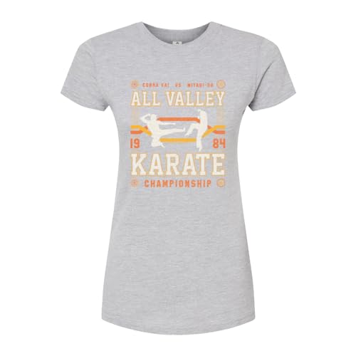 The Karate Kid - All Valley Karate Champion - Juniors Fitted Graphic T-Shirt - Size X-Large Heather Grey