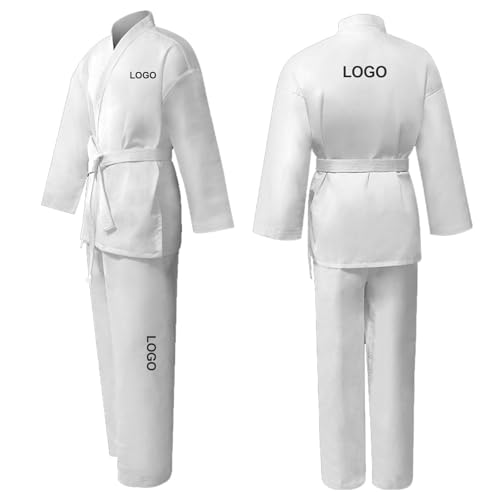 CHUIKUAJ Uniforme de Taekwondo Personalizado, Bordado/Impresión, Karate Gi Personalizado para Estudiantes: Diseñe el Suyo para Clubes Deportivos, Uniformes Escolares,White(Embroidery)-10sets