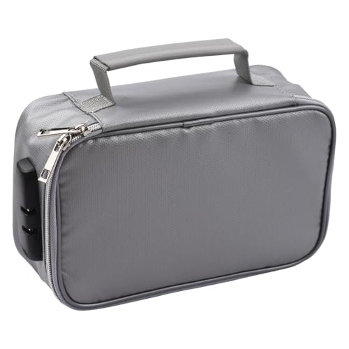 Wsikafxn ファイルドキュメントバッグ マルチレイヤーカードケース 3桁ロックジッパー付き セーフティオーガナイザー 防火・防水ポーチ