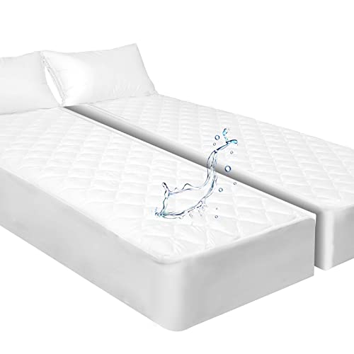 Waterproof Quilted Split Queen Mattress Protector For Adjustable Beds 2X(30X80) Padded Fitted Matress Cover #TOP9