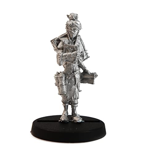 Stonehaven Elf Librarian Miniature - 36mm Lead-Free Pewter Figure, 28mm Scale, Unpainted, Made in USA