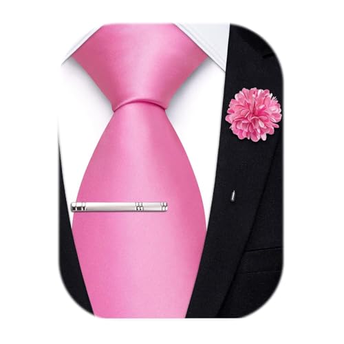 Image of Hi-Tie Men's Extra Long Solid Satin Tie Set 63 Inch /70 Inch Formal Necktie