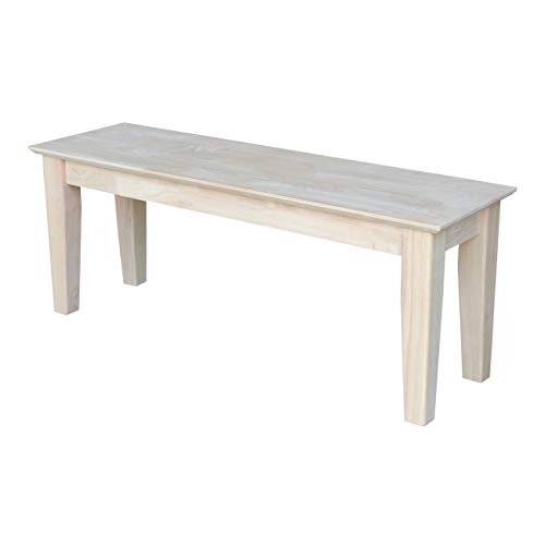 Farmhouse Bench Solid Parawood Unfinished 47'W x 14.37'D x 18.7'H, Stainable Paintable Entryway...