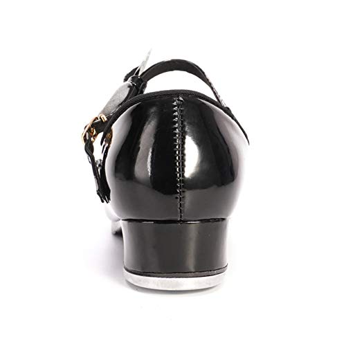 Tinrymx Character Girls Mary Jane Black Rhythm Dance Tap Shoes With Bow(Little Kid/Big Kid/Women),4.5M Us Child #TOP2
