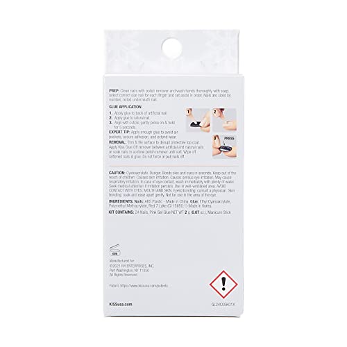 Kiss GoldFinger Limited Edition Snow Queen Press On Manicure, Gel Nail Kit, Polish Free Mani, Long Length (Pine Tree)